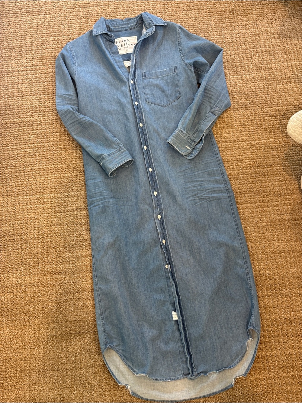 Frank & Eileen Denim Maxi Shirt Dress in Light Blue